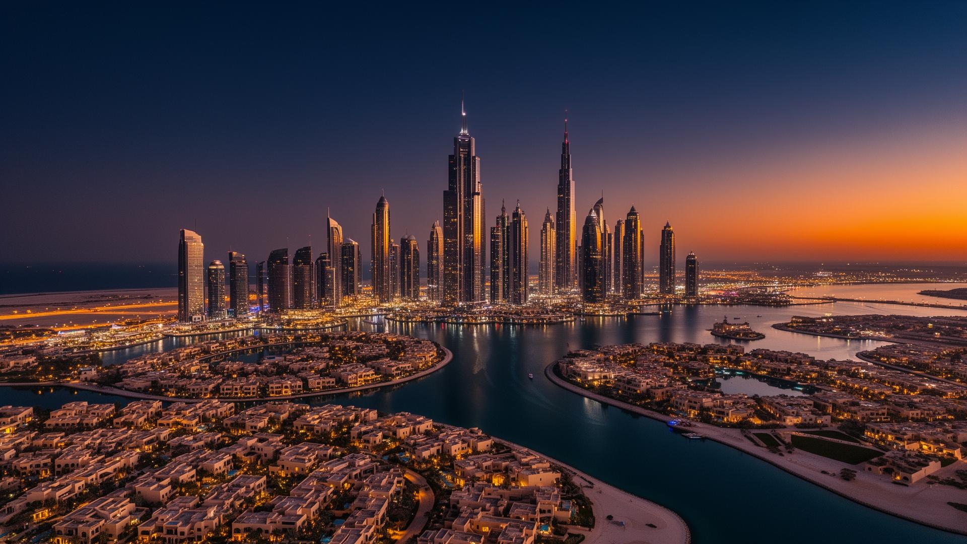 Dubai skyline at dusk